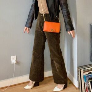 JOSEPH warm Chocolate Brown Corduroy wide leg mid rise trousers size M